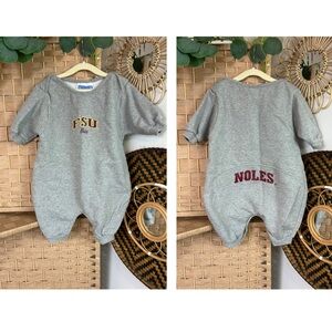 Vintage Florida State University FSU Seminoles Fleece Lined Grey Baby Romper